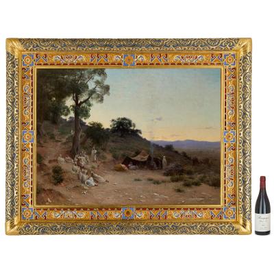 Paul Jean Baptiste Lazerges Large Orientalist painting of an evening landscape by Lazerges