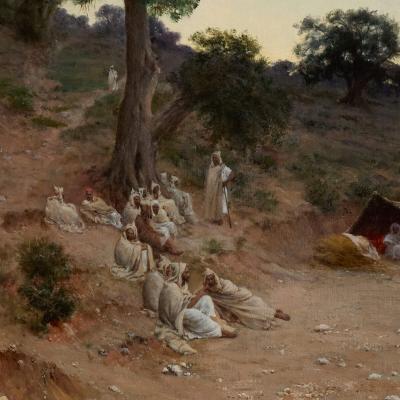 Paul Jean Baptiste Lazerges Large Orientalist painting of an evening landscape by Lazerges