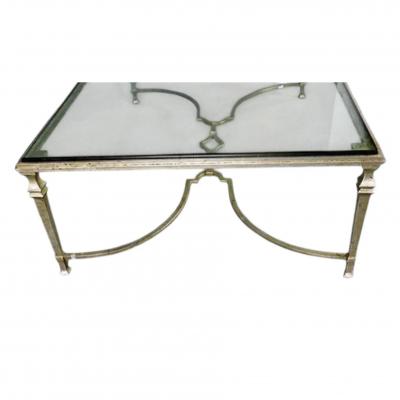 Paul Jones Vintage Paul M Jones White Gold Leaf Wrought Iron Glass Cocktail Table