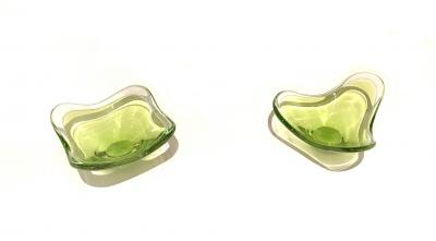 Paul Kedelv Two Glass Bowls by Paul Kedelv for Flygsfors 1955