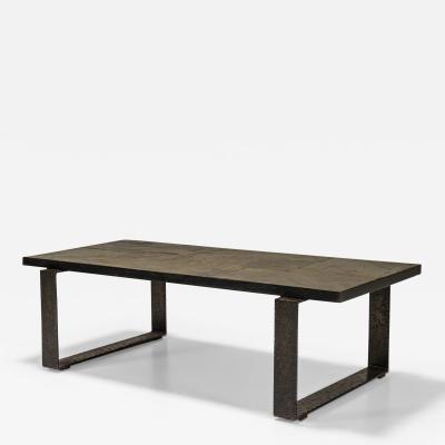 Paul Kingma Paul Kingma Brutalist Coffee Table In Stone And Metal Netherlands 1960s