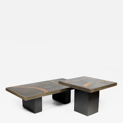 Paul Kingma Paul Kingma Brutalist Mosaic Coffee and Side Table in Slate Concrete