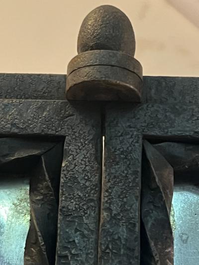 Paul Kiss MAGNIFICIENT FRENCH ART DECO WROUGHT IRON TRIFOLD MIRROR