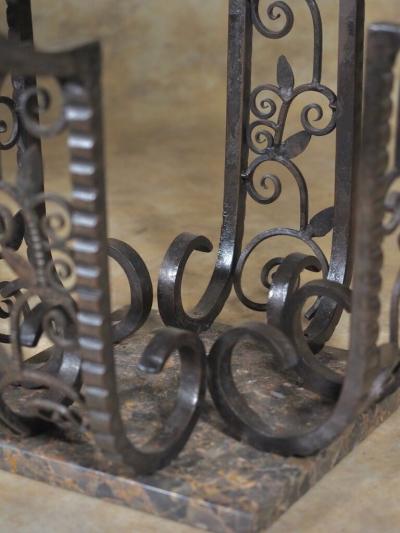 Paul Kiss Paul Kiss hand forged iron side table with marble top