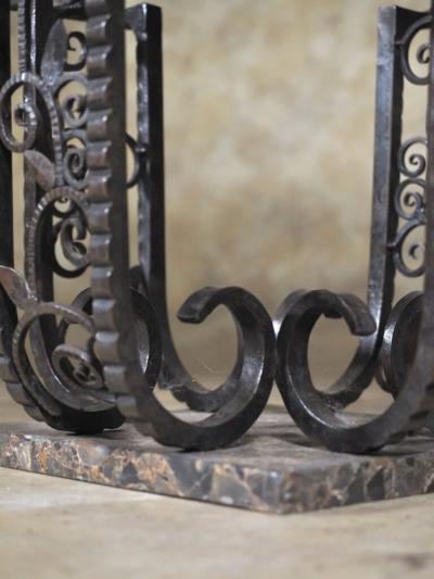 Paul Kiss Paul Kiss hand forged iron side table with marble top