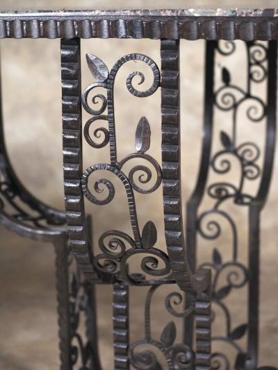 Paul Kiss Paul Kiss hand forged iron side table with marble top
