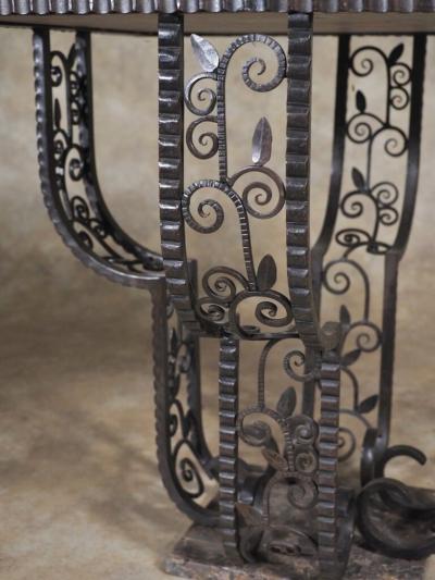 Paul Kiss Paul Kiss hand forged iron side table with marble top