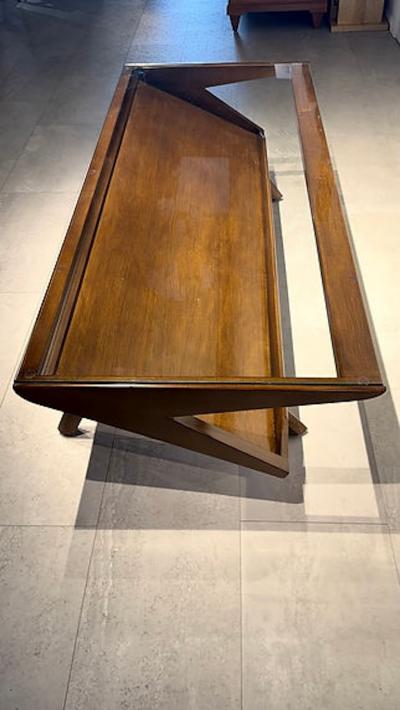 Paul L szl American Modern Dark Walnut and Glass Coffee Table Paul Laszlo