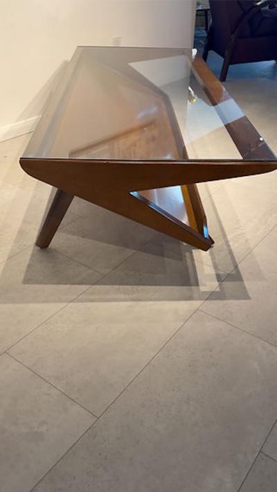 Paul L szl American Modern Dark Walnut and Glass Coffee Table Paul Laszlo