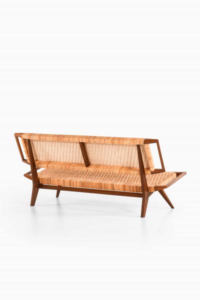 Paul L szl Mid Century Bench Sofa in Mahogany and Cane by Paul L szl 1950