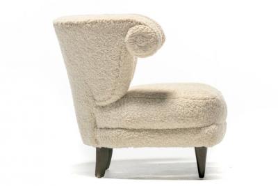 Paul L szl Paul Laszlo Hollywood Regency Slipper Chair in Off White Boucl circa 1940s