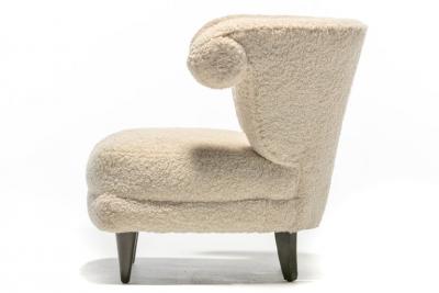 Paul L szl Paul Laszlo Hollywood Regency Slipper Chair in Off White Boucl circa 1940s