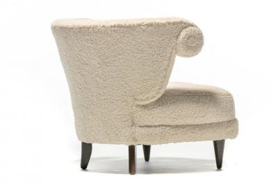 Paul L szl Paul Laszlo Hollywood Regency Slipper Chair in Off White Boucl circa 1940s