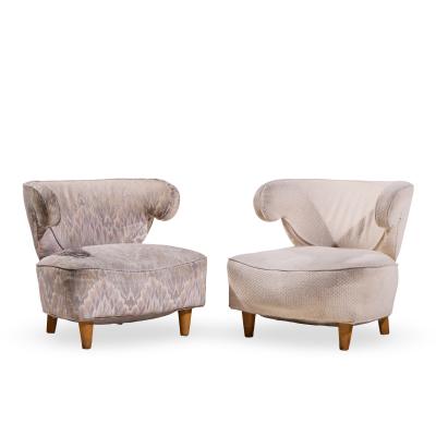 Paul L szl Paul Laszlo Mid Century Scroll Lounge Chairs Pair