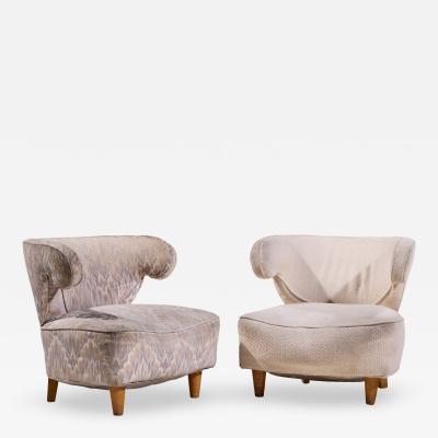 Paul L szl Paul Laszlo Mid Century Scroll Lounge Chairs Pair