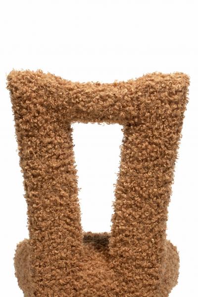 Paul L szl Paul Laszlo Set of 6 Bleached Wood Dining Chairs in Camel Teddy Bear Upholstery