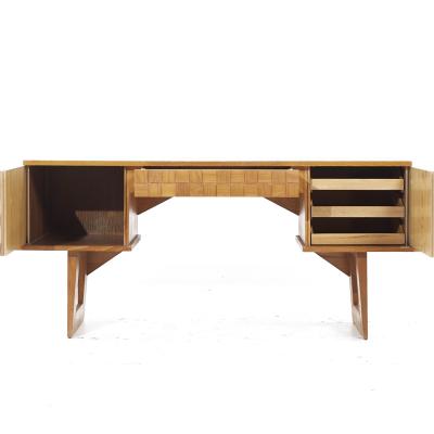 Paul L szl Paul Laszlo for Brown Saltman Mid Century Basket Weave Bleached Oak Desk