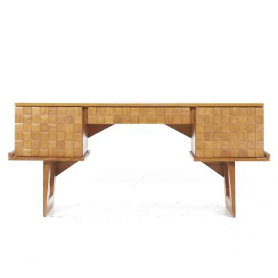 Paul L szl Paul Laszlo for Brown Saltman Mid Century Basket Weave Bleached Oak Desk