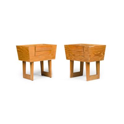 Paul L szl Paul Laszlo for Brown Saltman Mid Century Wooden Trapezoidal Nightstands