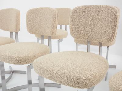 Paul Legeard Paul Legeard set of twelve chairs stainless steel wool boucl 1970