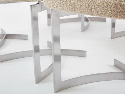 Paul Legeard Paul Legeard set of twelve chairs stainless steel wool boucl 1970