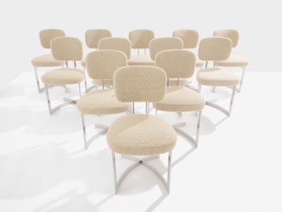 Paul Legeard Paul Legeard set of twelve chairs stainless steel wool boucl 1970