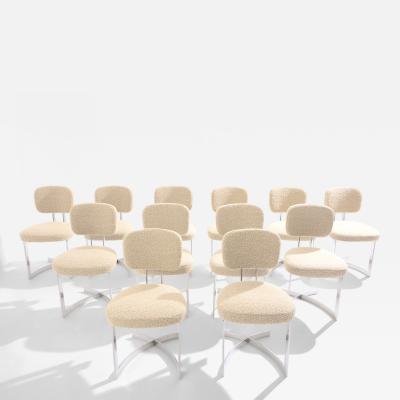 Paul Legeard Paul Legeard set of twelve chairs stainless steel wool boucl 1970
