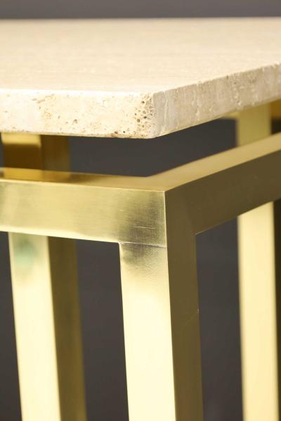 Paul M Jones Paul M Jones Brass and Travertine Console Table