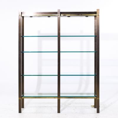 Paul M Jones Paul M Jones Mid Century Bronze Brass and Glass Double Illuminated tag re Shelf