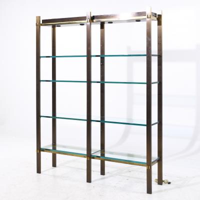 Paul M Jones Paul M Jones Mid Century Bronze Brass and Glass Double Illuminated tag re Shelf