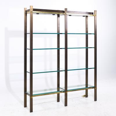 Paul M Jones Paul M Jones Mid Century Bronze Brass and Glass Double Illuminated tag re Shelf
