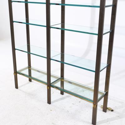 Paul M Jones Paul M Jones Mid Century Bronze Brass and Glass Double Illuminated tag re Shelf