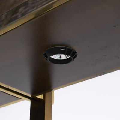 Paul M Jones Paul M Jones Mid Century Bronze Brass and Glass Double Illuminated tag re Shelf