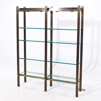Paul M Jones Paul M Jones Mid Century Bronze Brass and Glass Double Illuminated tag re Shelf