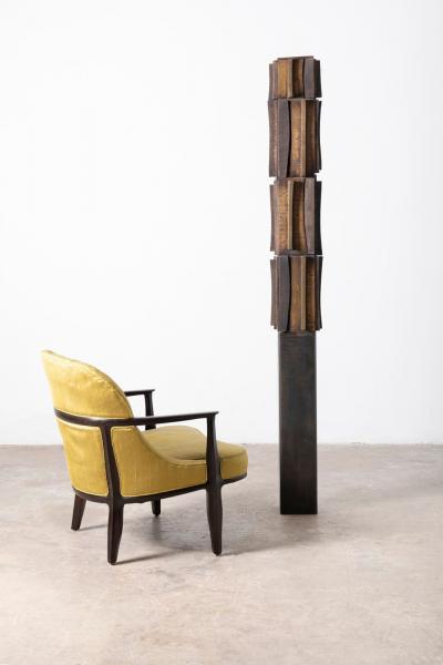 Paul Maxwell Rare Sand Cast Bronze Wood Brutalist Totem Sculpture 1967