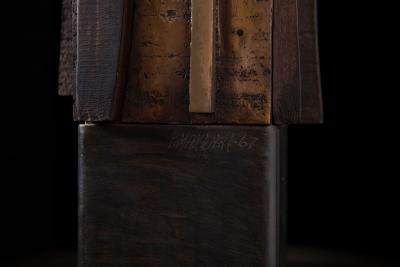 Paul Maxwell Rare Sand Cast Bronze Wood Brutalist Totem Sculpture 1967