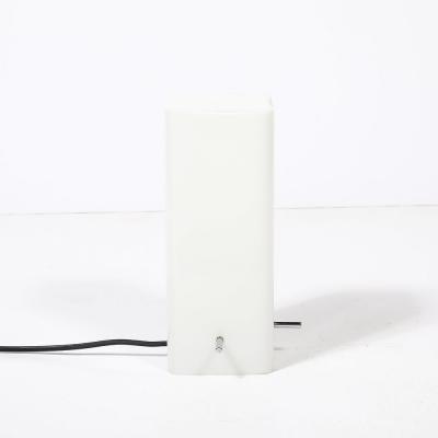Paul Mayen Mid Century Milk Glass Column Lamp w Chrome Fittings by Paul Mayen for Habitat