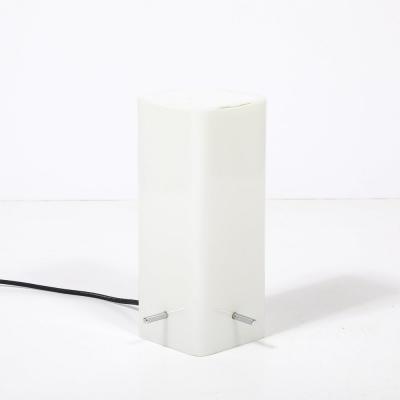 Paul Mayen Mid Century Milk Glass Column Lamp w Chrome Fittings by Paul Mayen for Habitat