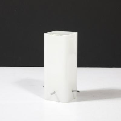 Paul Mayen Mid Century Milk Glass Column Lamp w Chrome Fittings by Paul Mayen for Habitat