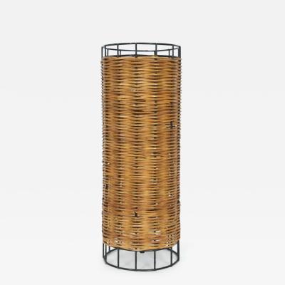 Paul Mayen Midcentury Paul Mayen Habitat Style Black Wire Woven Rattan Lamp 1960s