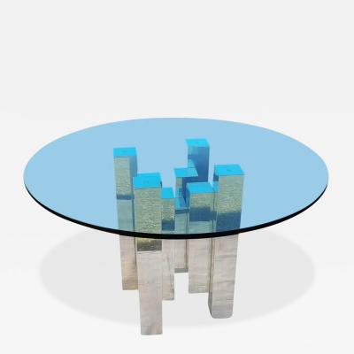 Paul Mayen Paul Mayen Habitat International Polished Aluminum Glass Skyscraper Table