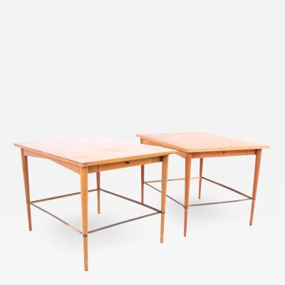 Paul McCobb Connoisseur Mid Century Maple and Brass Side End Tables