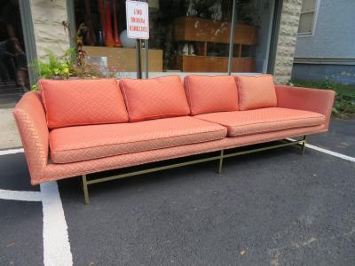 Paul McCobb Elegant Paul McCobb Style Brass Base Sofa Mid Century Modern