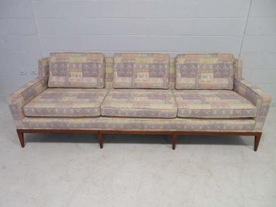 Paul McCobb Handsome Paul McCobb Style Walnut Three Seat Sofa Mid Century Modern