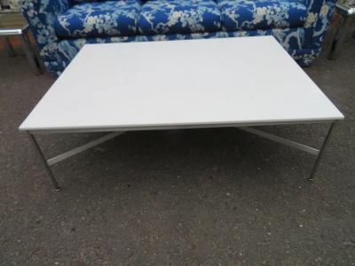 Paul McCobb Large Paul McCobb Aluminum and Vitrolite Milk Glass Coffee Table Midcentury