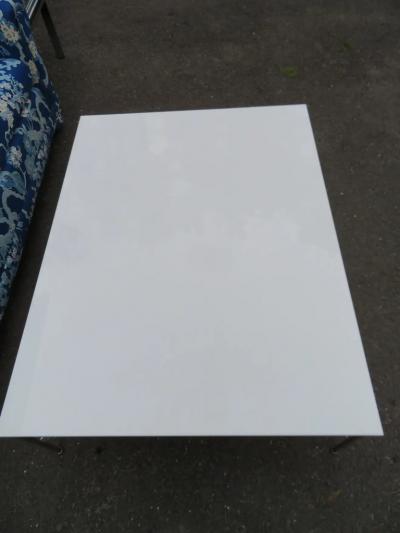 Paul McCobb Large Paul McCobb Aluminum and Vitrolite Milk Glass Coffee Table Midcentury