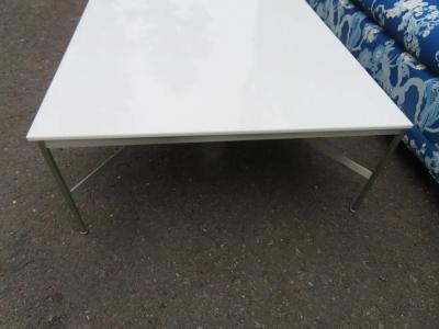 Paul McCobb Large Paul McCobb Aluminum and Vitrolite Milk Glass Coffee Table Midcentury