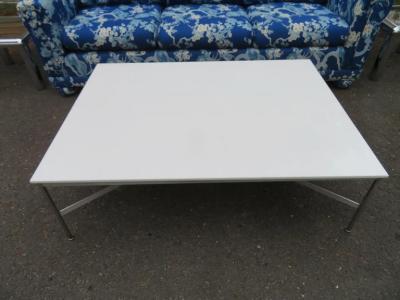Paul McCobb Large Paul McCobb Aluminum and Vitrolite Milk Glass Coffee Table Midcentury