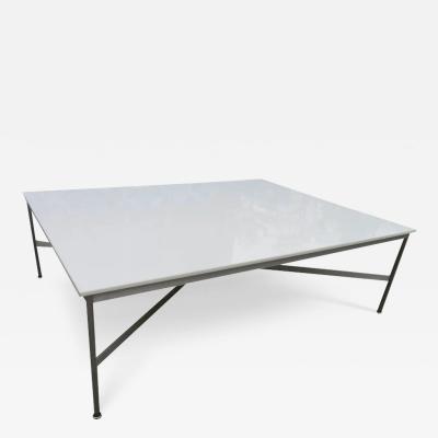 Paul McCobb Large Paul McCobb Aluminum and Vitrolite Milk Glass Coffee Table Midcentury