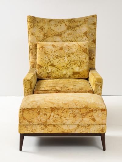 Paul McCobb Large Wing Chair and Ottoman by Paul McCobb